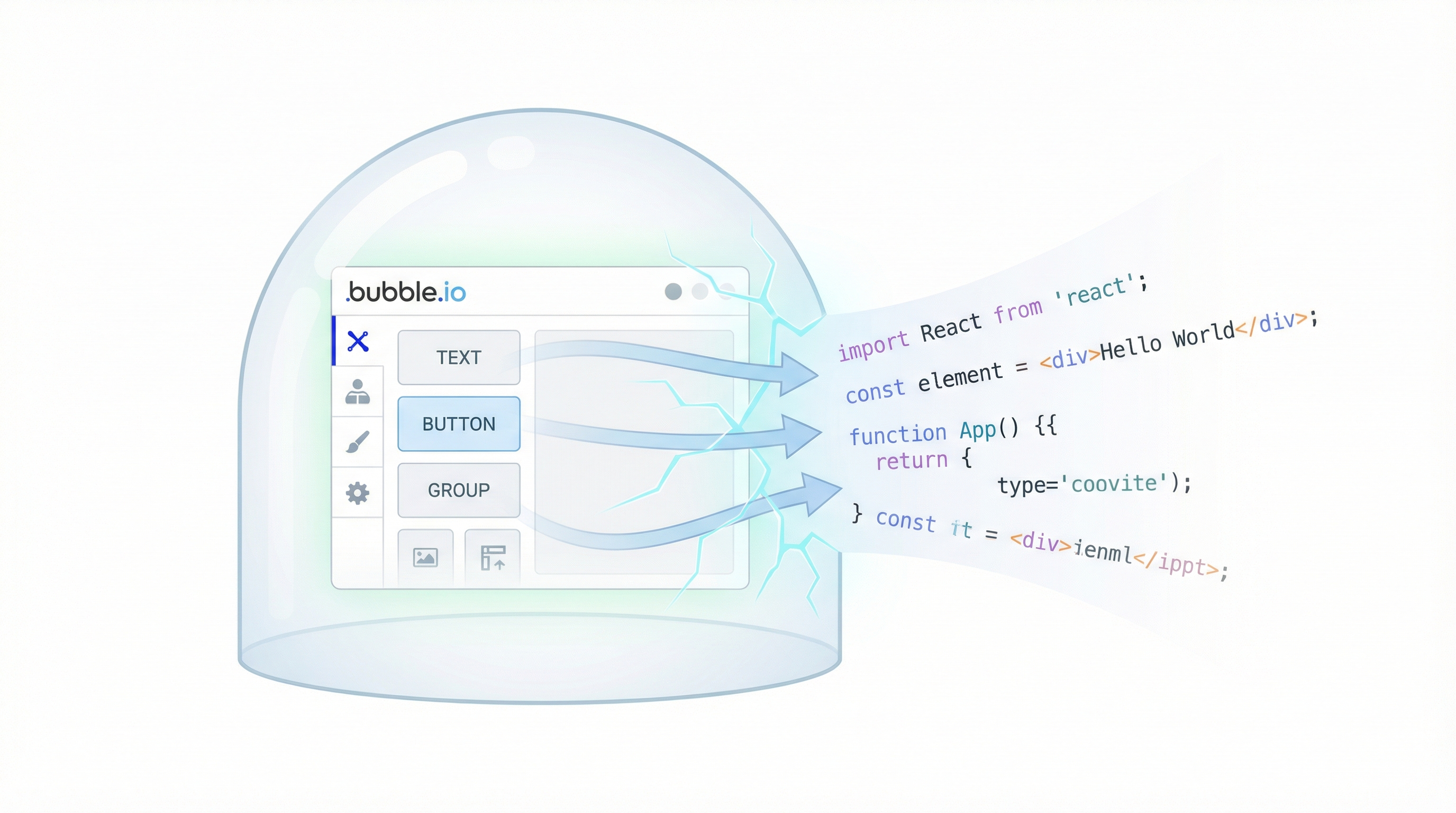 Bubble.io app being exported to clean React code